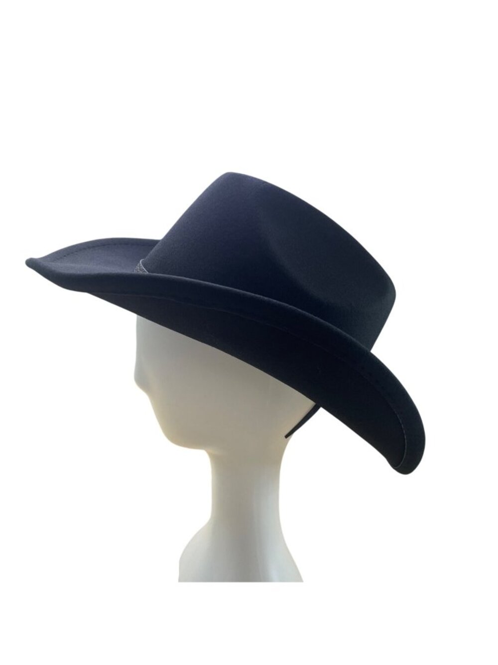 Black Western Cowboy Hat Unisex Faux Felt Buckle Accent Size OS